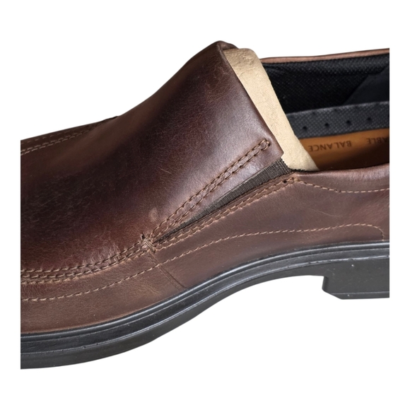 ECCO Brown Leather Slip-On Loafers Men’s Size 13 US 47 EU New Comfort Shoes - Picture 7 of 10